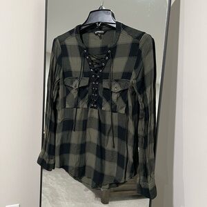 Express: Size Small, Tie Front Flannel Shirt